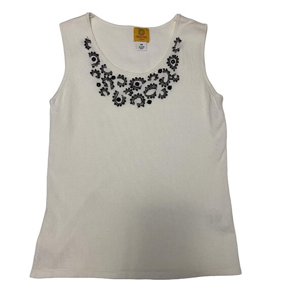 RUBY RD Petite Beaded Embroidered Sleeveless Tank Top PM - Picture 3 of 9